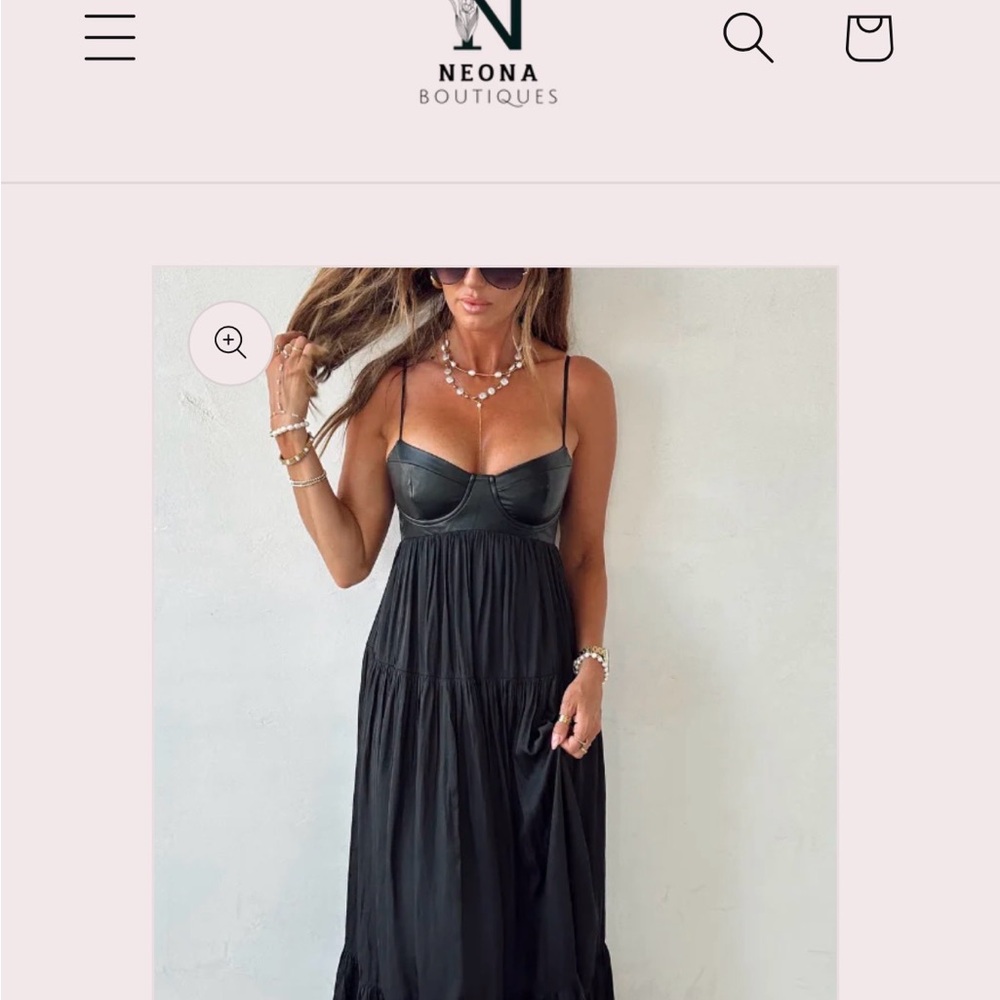 Black Maxi Dress/ faux leather nwt